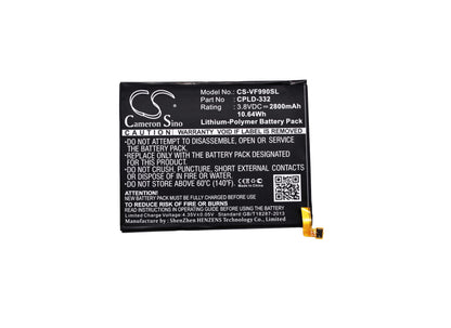 3.8V, 2800mAh, Li-Polymer Battery fits Vodafone, 990n, 990n-pt, 10.64Wh