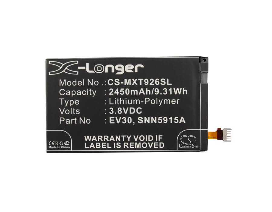 3.8V, 2450mAh, Li-Polymer Battery fits Motorola, Droid Razr Maxx, Droid Razr Maxx Hd 4g, 9.31Wh