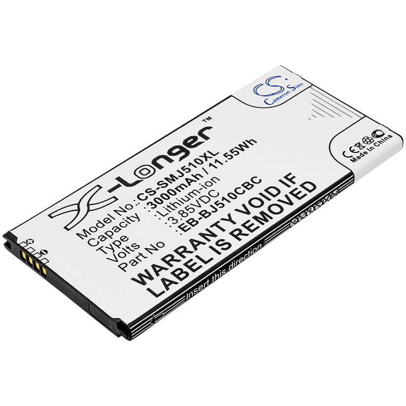 3.85V, 3000mAh, Li-ion Battery fits Samsung, Galaxy J5 2016, Galaxy J5 6 Duos, 11.55Wh