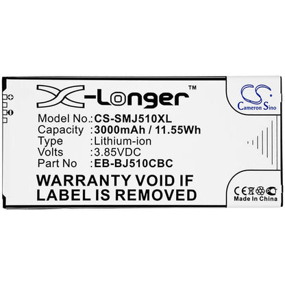 3.85V, 3000mAh, Li-ion Battery fits Samsung, Galaxy J5 2016, Galaxy J5 6 Duos, 11.55Wh