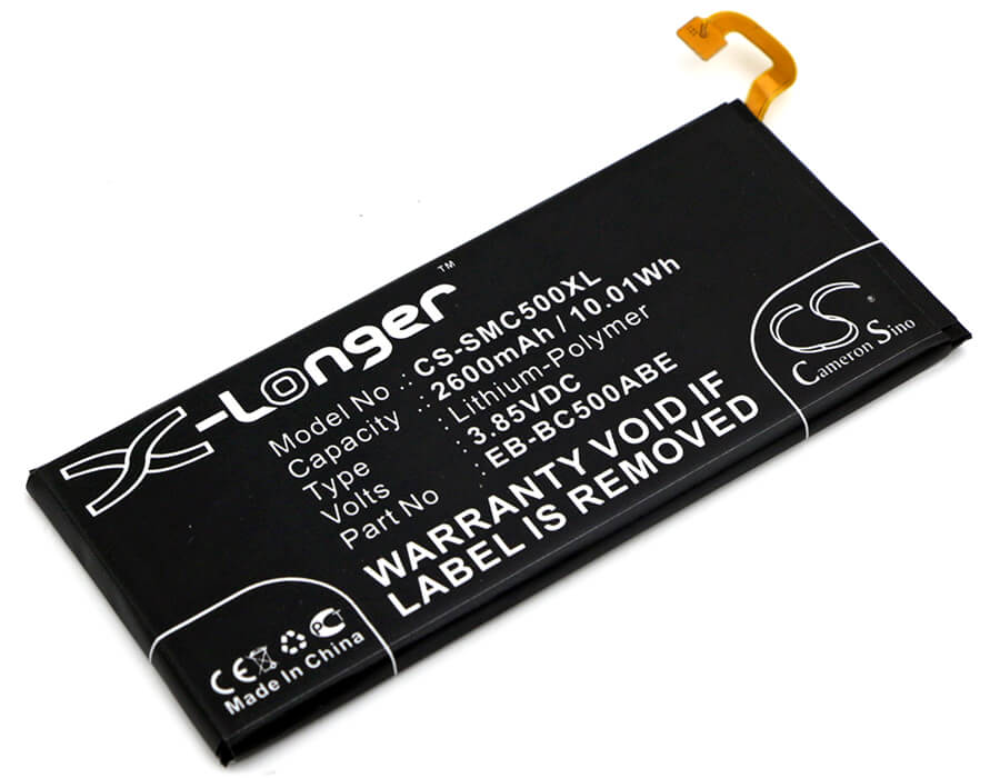 3.85V, 2600mAh, Li-Polymer Battery fits Samsung, Galaxy C5, Galaxy C5 Duos Td-lte, 10.01Wh