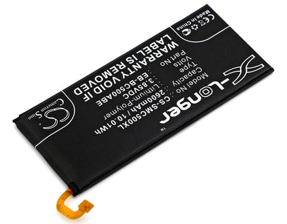 3.85V, 2600mAh, Li-Polymer Battery fits Samsung, Galaxy C5, Galaxy C5 Duos Td-lte, 10.01Wh