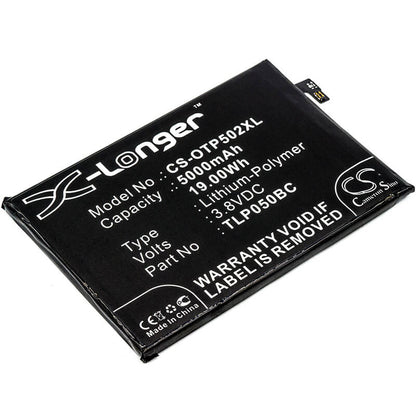 3.8V, 5000mAh, Li-Polymer Battery fits Alcatel, 5023f, One Touch Pixi 4 Plus Power, 19Wh