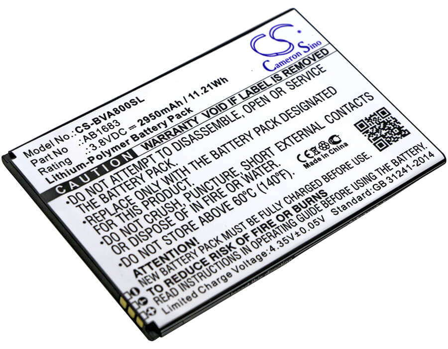 3.8V, 2950mAh, Li-Polymer Battery fits Blackview, A8 Max, 11.21Wh