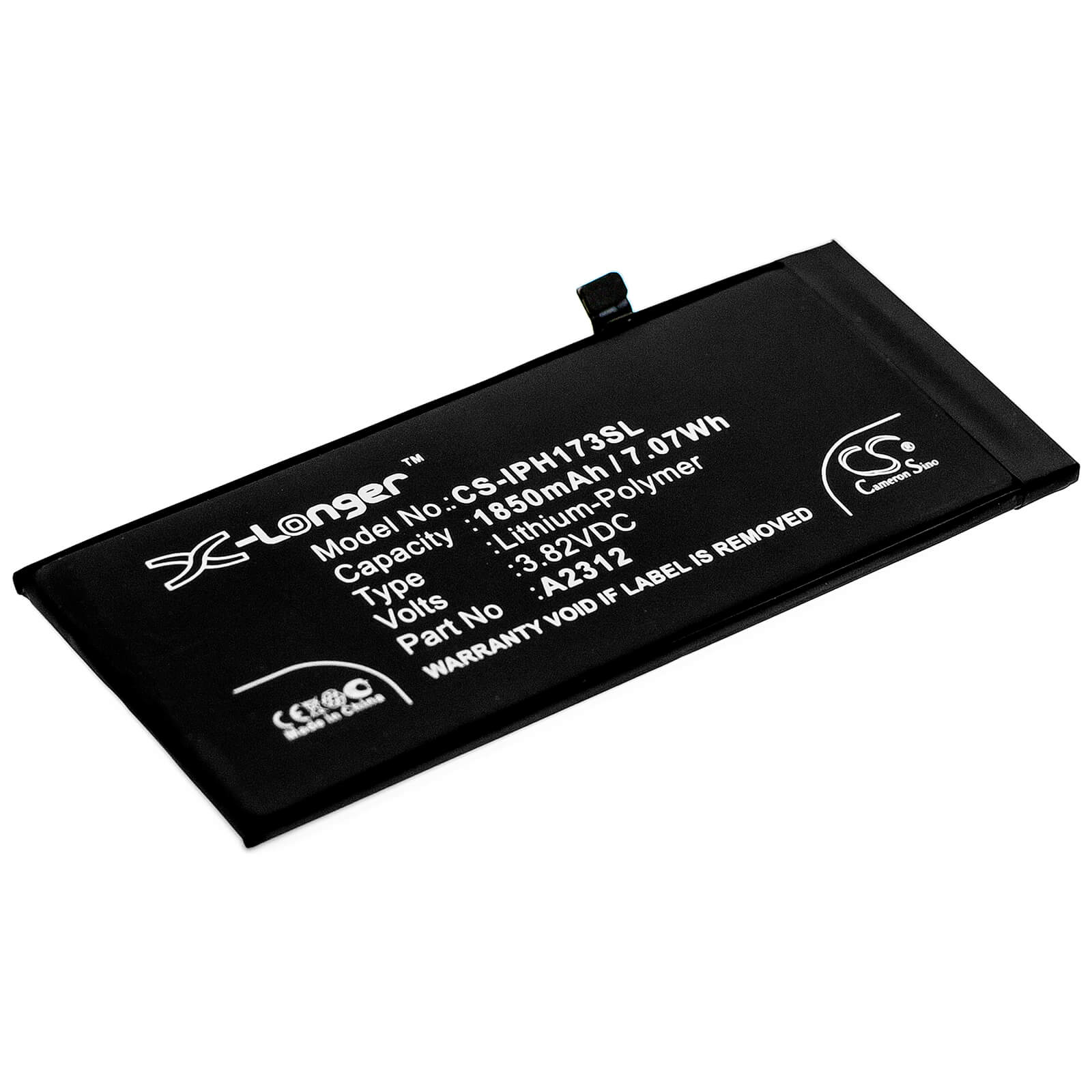 3.82V, 1850mAh, Li-Polymer Battery fits Apple, A2312, Iphone Se 2, 7.067Wh