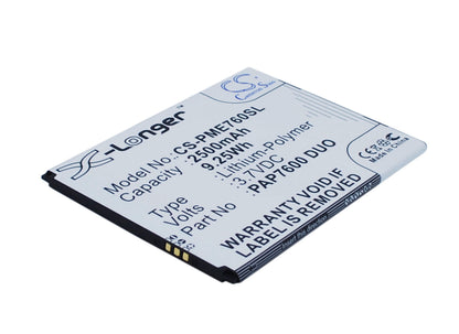 3.7V, 2500mAh, Li-Polymer Battery fits Prestigio, Multiphone 7600 Duo, 9.25Wh