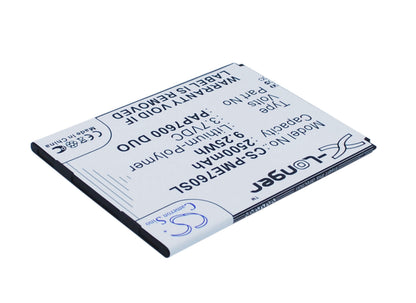 3.7V, 2500mAh, Li-Polymer Battery fits Prestigio, Multiphone 7600 Duo, 9.25Wh