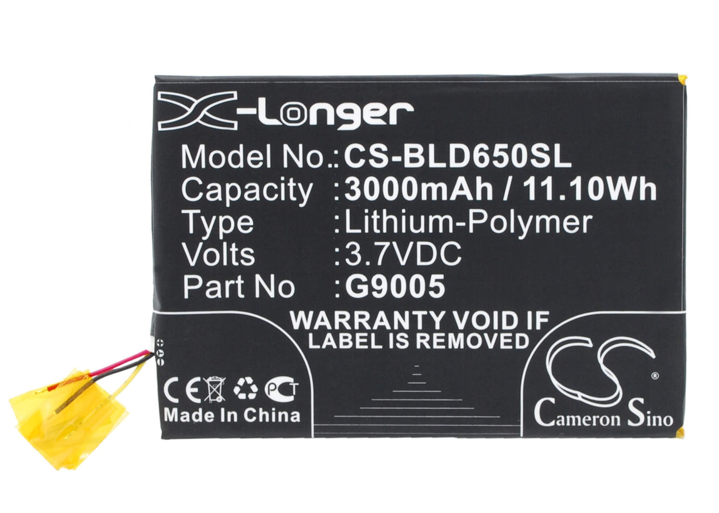 3.7V, 3000mAh, Li-Polymer Battery fits Blu, D650, D650a, 11.1Wh