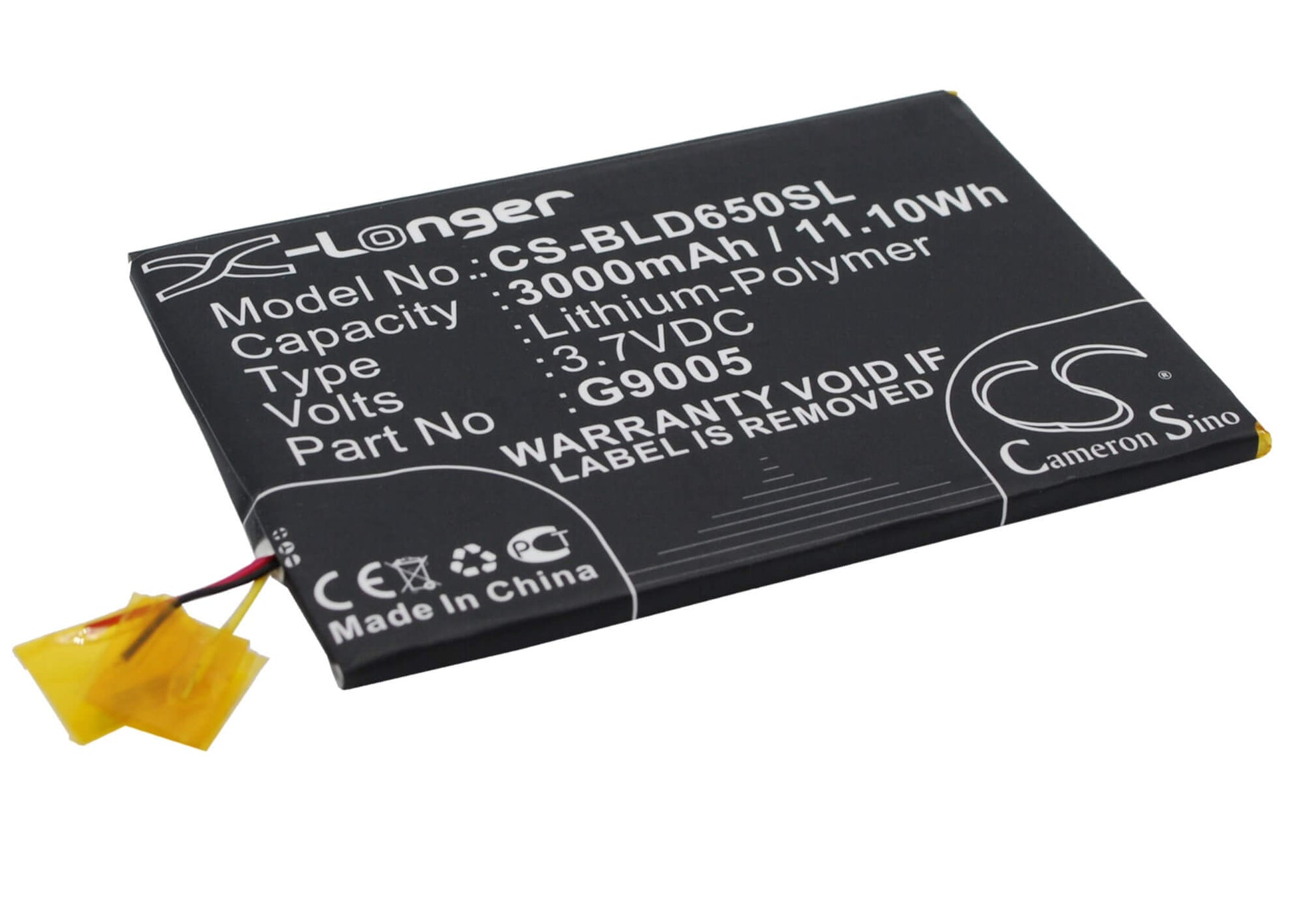 3.7V, 3000mAh, Li-Polymer Battery fits Blu, D650, D650a, 11.1Wh