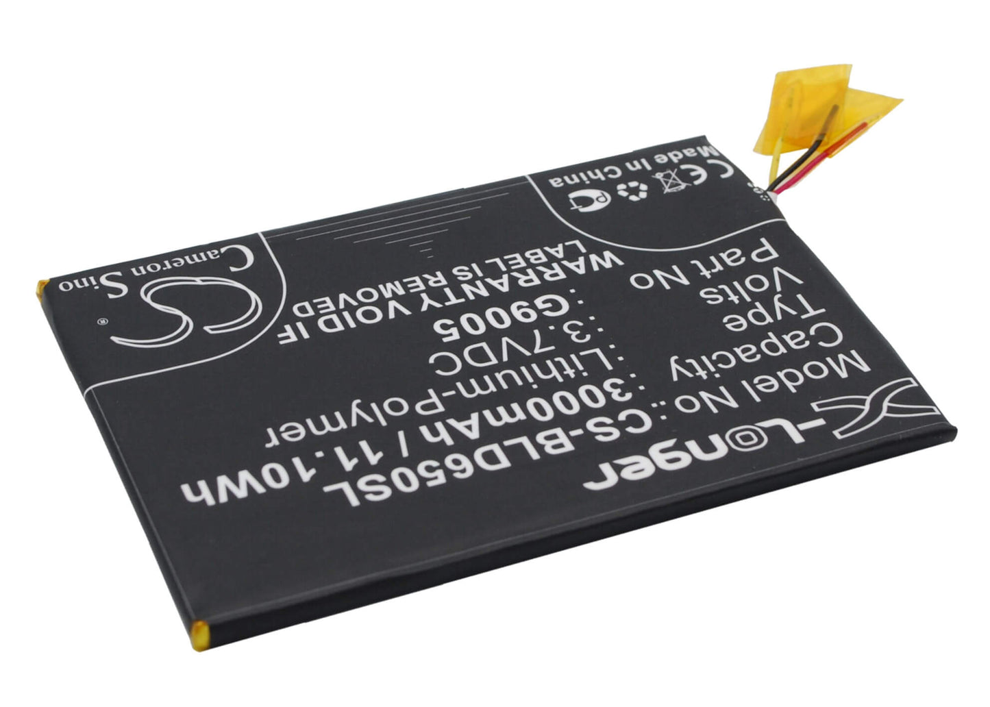 3.7V, 3000mAh, Li-Polymer Battery fits Blu, D650, D650a, 11.1Wh