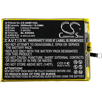 3.85V, 5000mAh, Li-Polymer Battery fits Gionee, Gn5007, Gn5007l, 19.25Wh