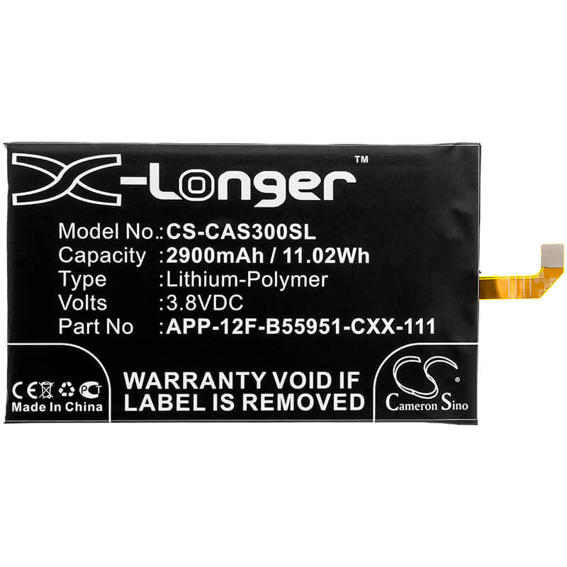 3.8V, 2900mAh, Li-Polymer Battery fits Cat, S30, 11.02Wh