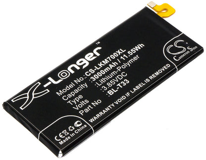3.85V, 3000mAh, Li-Polymer Battery fits Lg, M700a, M700an, 11.55Wh