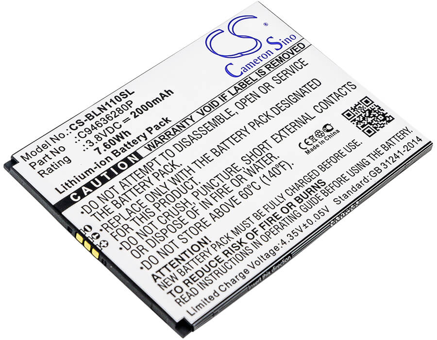3.8V, 2000mAh, Li-ion Battery fits Blu, N110u, Neo Xl, 7.6Wh