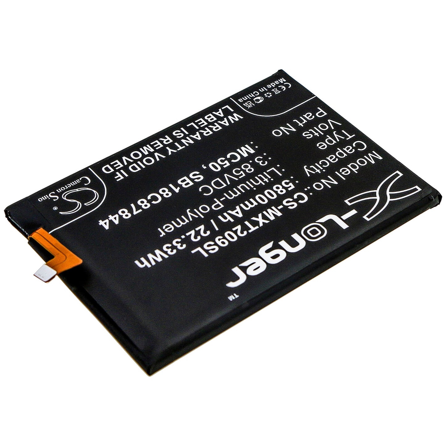 3.85V, 5800mAh, Li-Polymer Battery fits Lenovo, K12 Pro, K12 Pro 2020, 22.33Wh