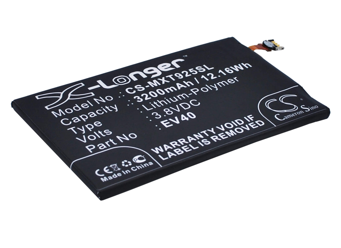3.8V, 3200mAh, Li-Polymer Battery fits Motorola, Droid Razr Hd, Droid Razr Maxx Hd, 12.16Wh