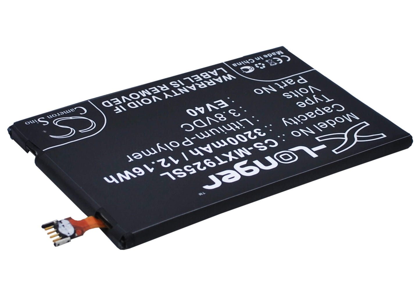 3.8V, 3200mAh, Li-Polymer Battery fits Motorola, Droid Razr Hd, Droid Razr Maxx Hd, 12.16Wh