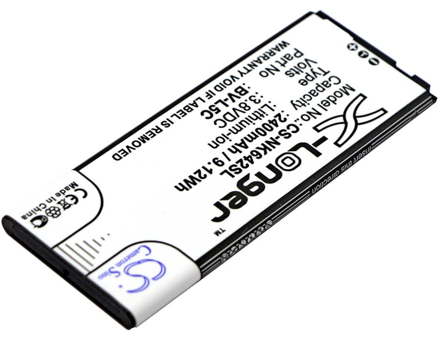 3.8V, 2400mAh, Li-ion Battery fits Microsoft, Lumia 640 Dual Sim, Lumia 640 Lte, 9.12Wh