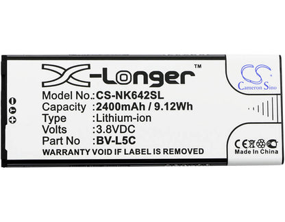 3.8V, 2400mAh, Li-ion Battery fits Nokia, Lumia 640 Dual Sim, Lumia 640 Lte, 9.12Wh