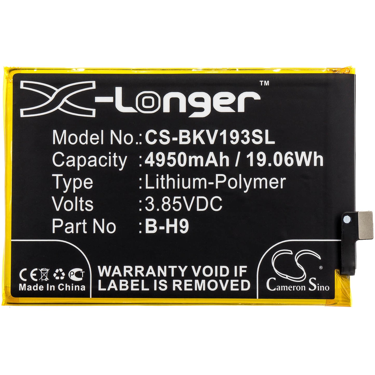 3.85V, 4950mAh, Li-Polymer Battery fits Vivo, U3, U3x, 19.0575Wh