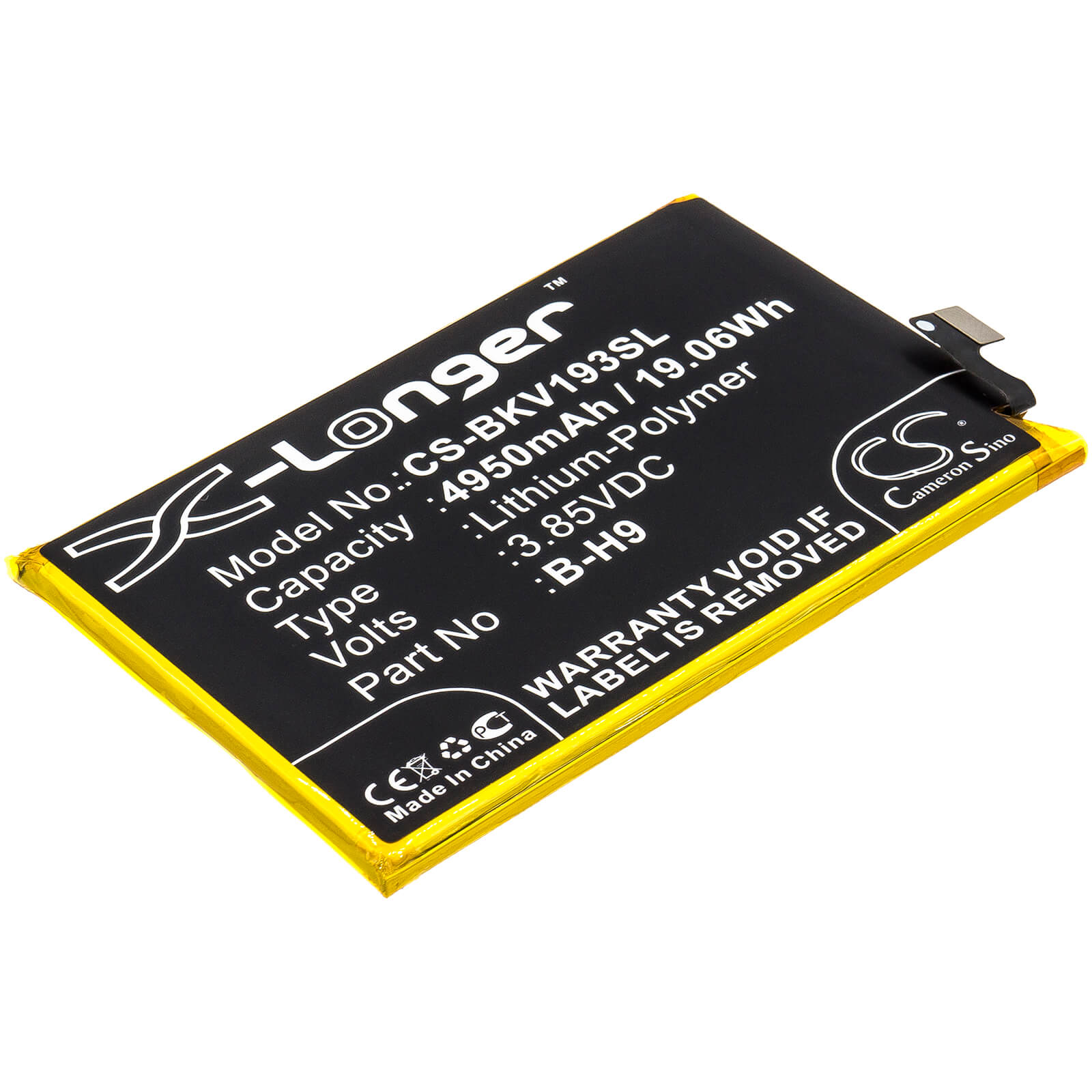 3.85V, 4950mAh, Li-Polymer Battery fits Bbk, V1934, Vivo Y19 2019, 19.0575Wh