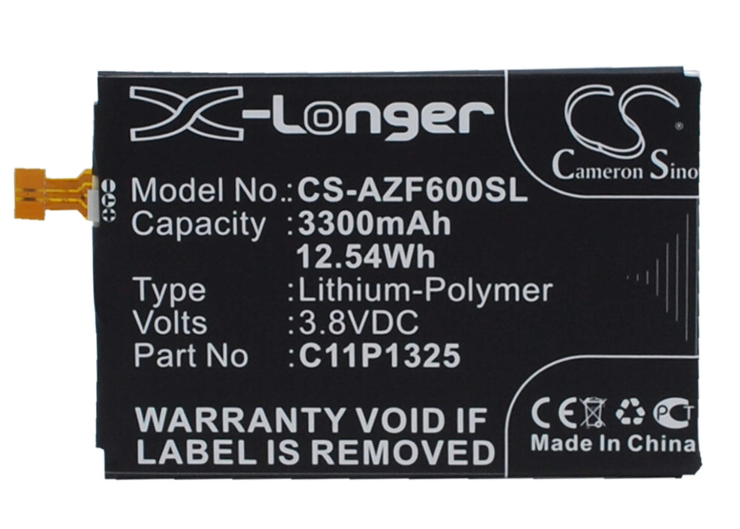 3.8V, 3300mAh, Li-Polymer Battery fits Asus, A600, A600cg, 12.54Wh