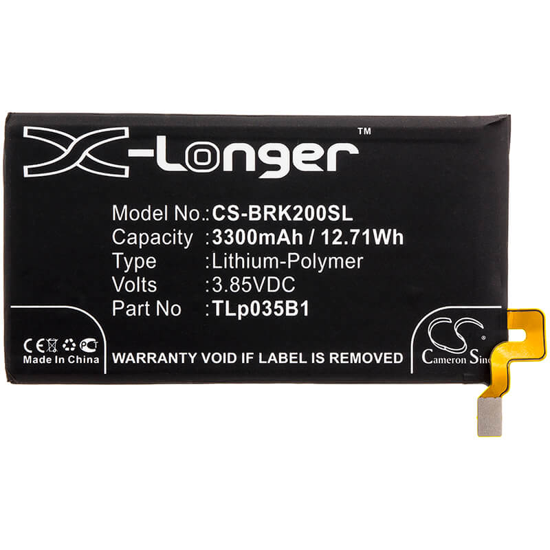 3.85V, 3300mAh, Li-Polymer Battery fits Blackberry, Bbf100-1, Bbf100-2, 12.705Wh