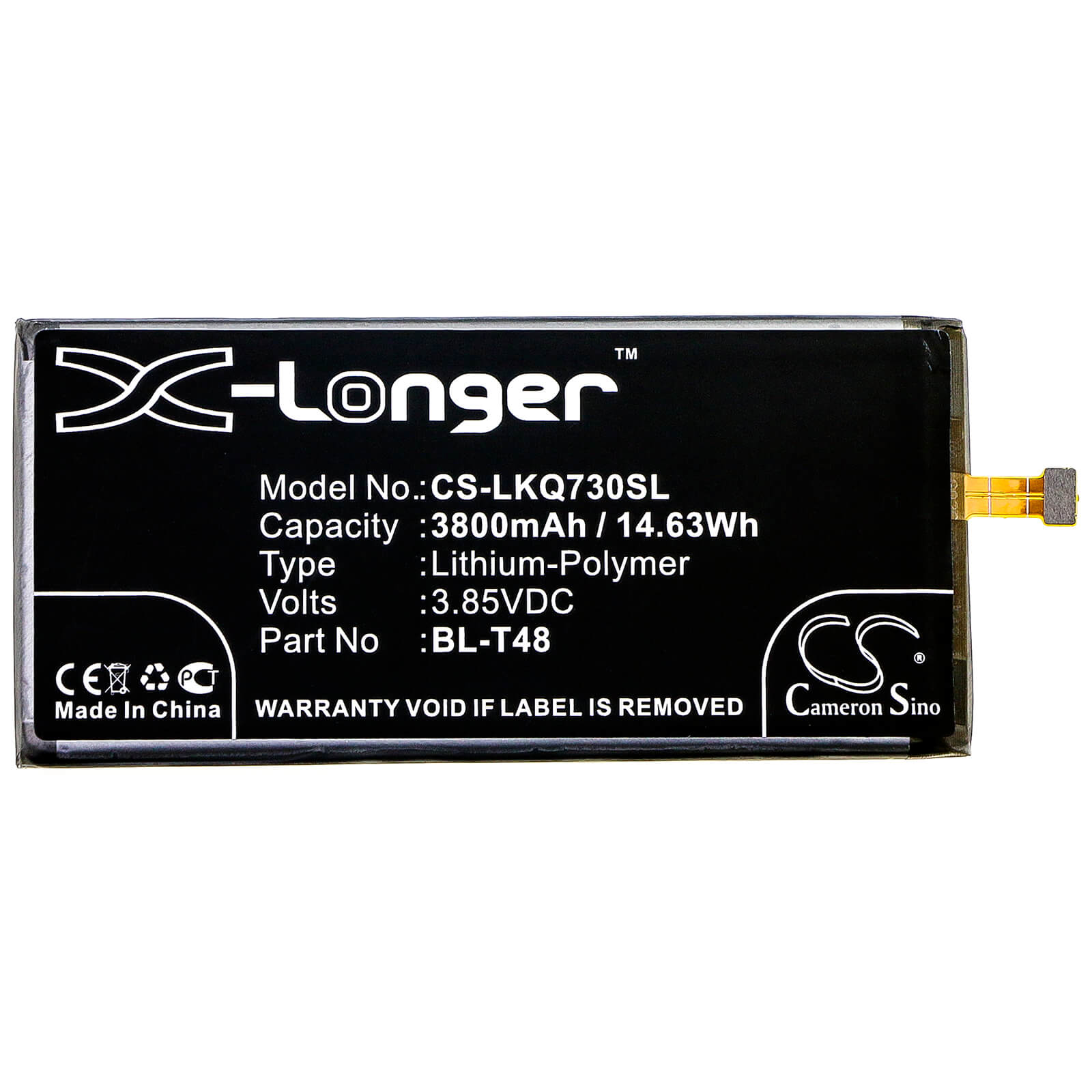 3.85V, 3800mAh, Li-Polymer Battery fits Lg, Lmq730am4, Lmq730am4a, 14.63Wh