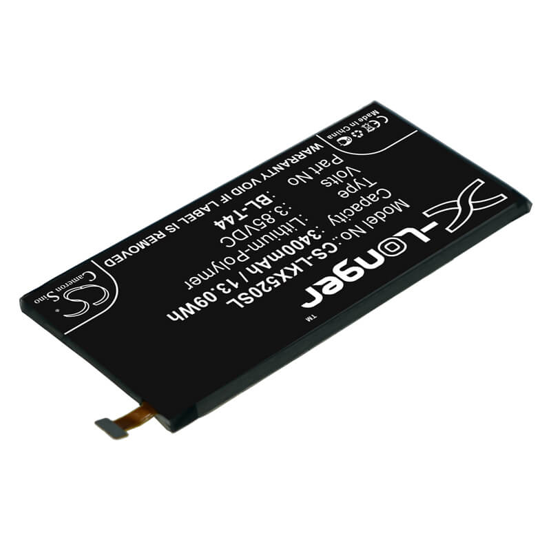 3.85V, 3400mAh, Li-Polymer Battery fits Lg, K50 Lm-x520hm, L722dl, 13.09Wh