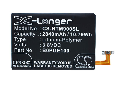 3.8V, 2840mAh, Li-Polymer Battery fits Htc, 0pja120, M9, 10.792Wh