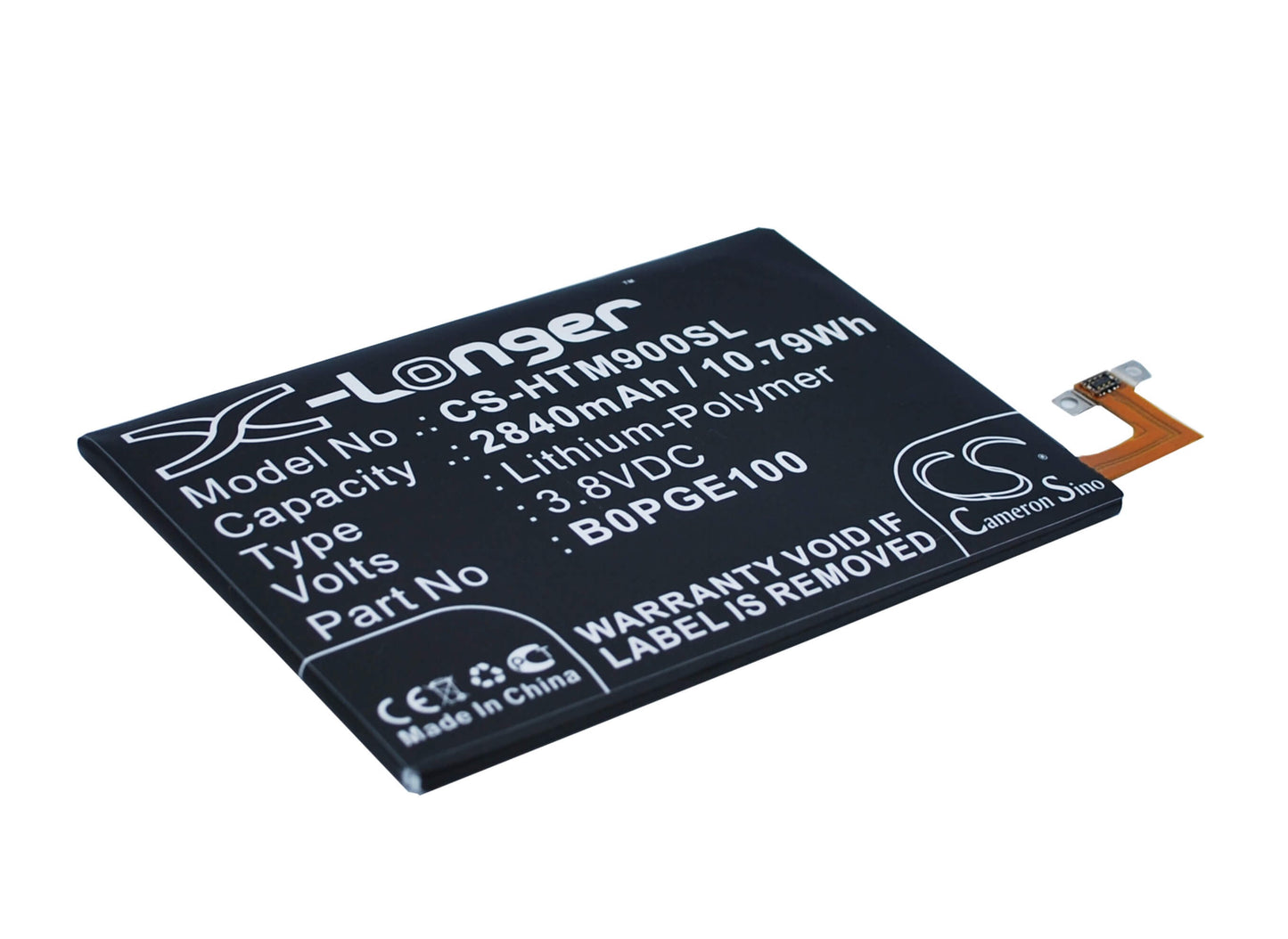 3.8V, 2840mAh, Li-Polymer Battery fits Htc, 0pja120, M9, 10.792Wh