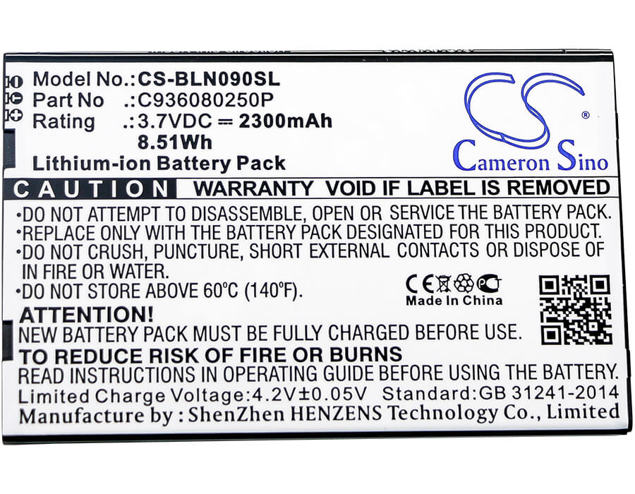 3.7V, 2300mAh, Li-ion Battery fits Blu, N090u, Neo X Plus, 8.51Wh