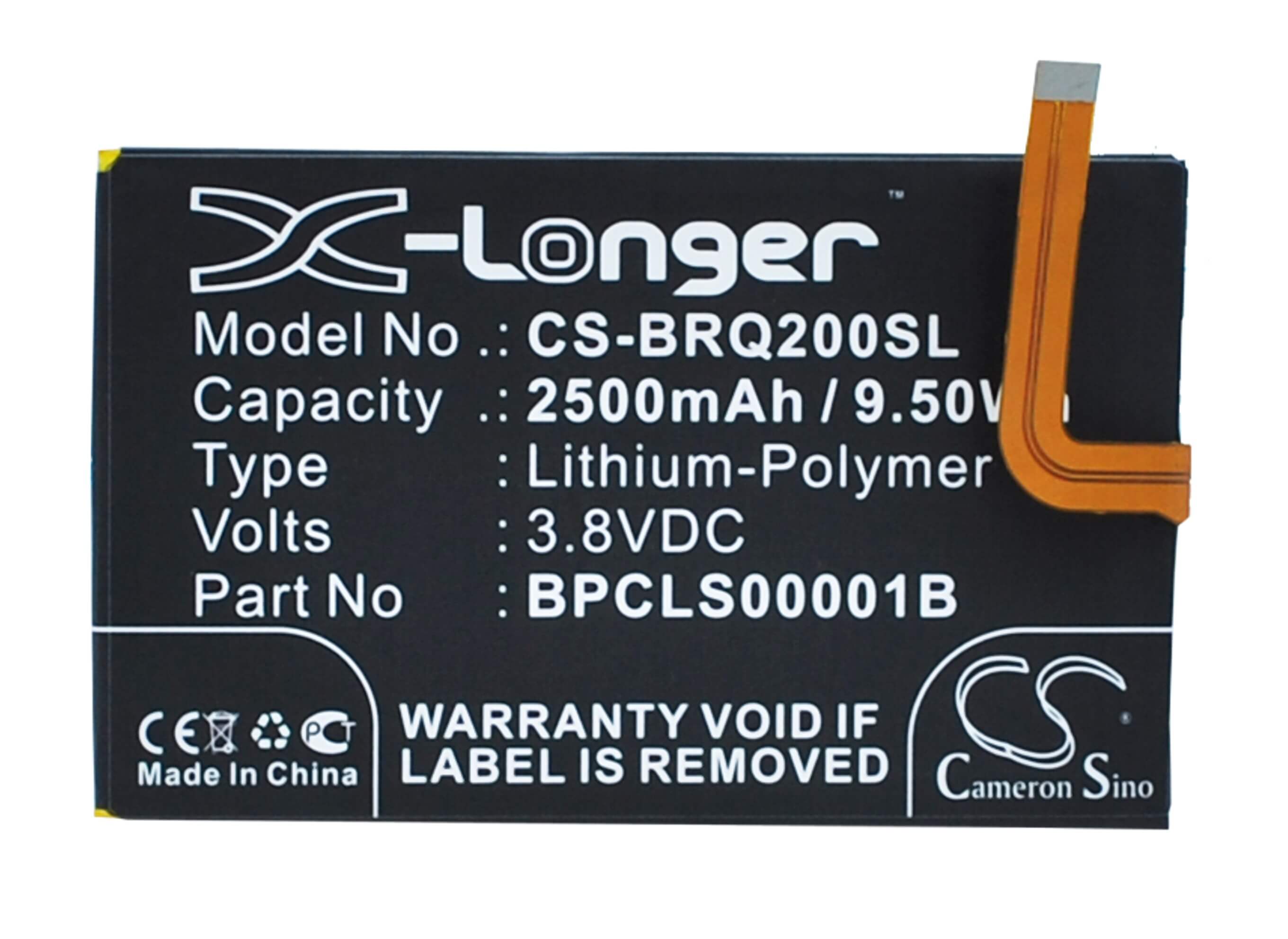 3.8V, 2500mAh, Li-Polymer Battery fits Blackberry, Classic, Classic 4g, 9.5Wh