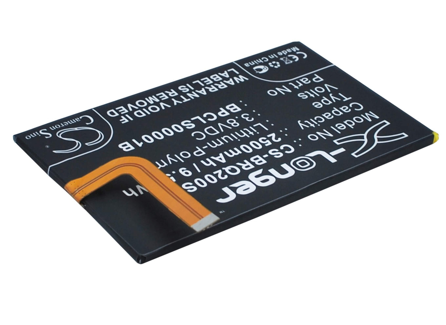 3.8V, 2500mAh, Li-Polymer Battery fits Blackberry, Classic, Classic 4g, 9.5Wh