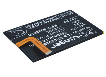 3.8V, 2500mAh, Li-Polymer Battery fits Blackberry, Classic, Classic 4g, 9.5Wh