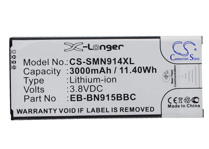 CS-SMN914XL, Mobile, Smartphone 3.8V, 3000mAh, Li-ion Battery fits Samsung, Galaxy Note Edge, Note Edge 4g, 11.4Wh
