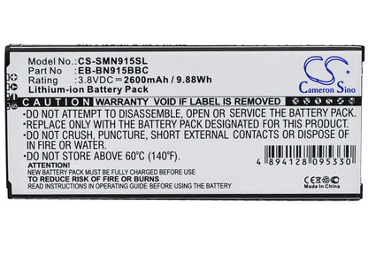 3.8V, 2600mAh, Li-ion Battery fits Samsung, Galaxy Note Edge, Note Edge 4g, 9.88Wh