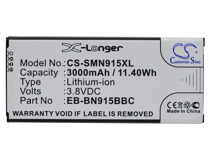CS-SMN915XL, Mobile, Smartphone 3.8V, 3000mAh, Li-ion Battery fits Samsung, Galaxy Note Edge, Note Edge 4g, 11.4Wh