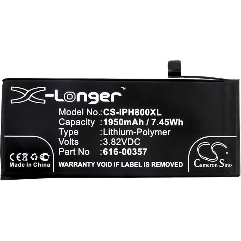 3.82V, 1950mAh, Li-Polymer Battery fits Apple, A1863, Iphone 8, 7.449Wh