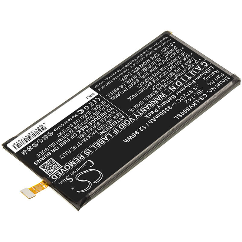 3.87V, 3350mAh, Li-Polymer Battery fits Lg, G450vm, G850, 12.9645Wh