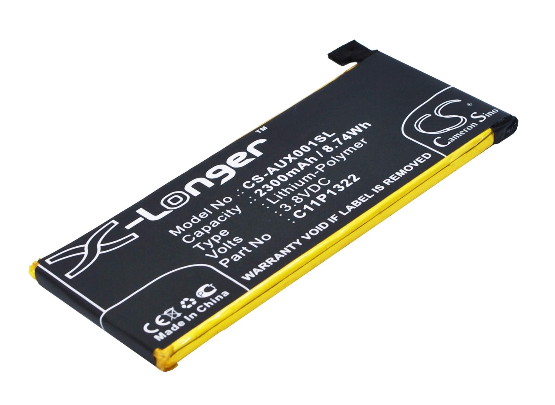 3.8V, 2300mAh, Li-Polymer Battery fits Asus, Padfone S, Padfone S 4g, 8.74Wh