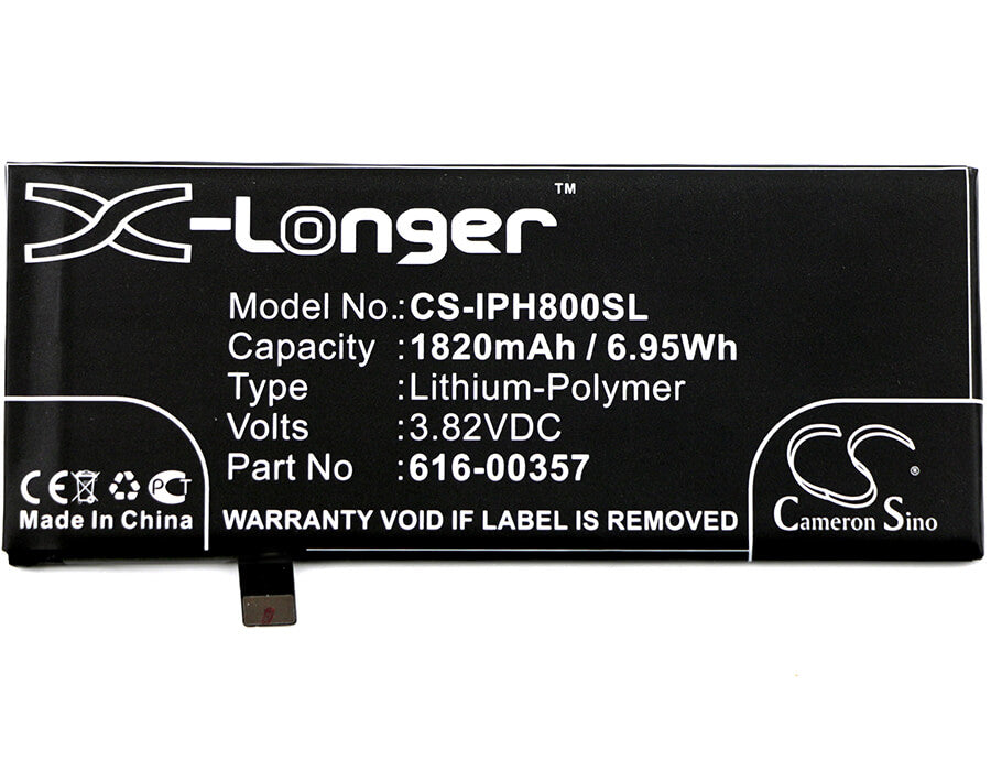 3.82V, 1820mAh, Li-Polymer Battery fits Apple, A1863, Iphone 8, 6.9524Wh