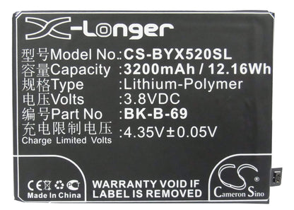3.8V, 3200mAh, Li-Polymer Battery fits Vivo, X520, X520a, 12.16Wh