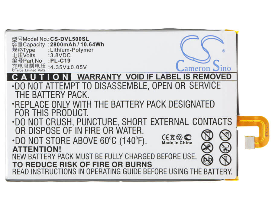 3.8V, 2800mAh, Li-Polymer Battery fits Doov, L15, L5 Plus, 10.64Wh