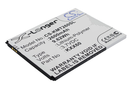 3.7V, 2600mAh, Li-Polymer Battery fits Kazam, Trooper 2 X6.0, Trooper 6.0, 9.62Wh