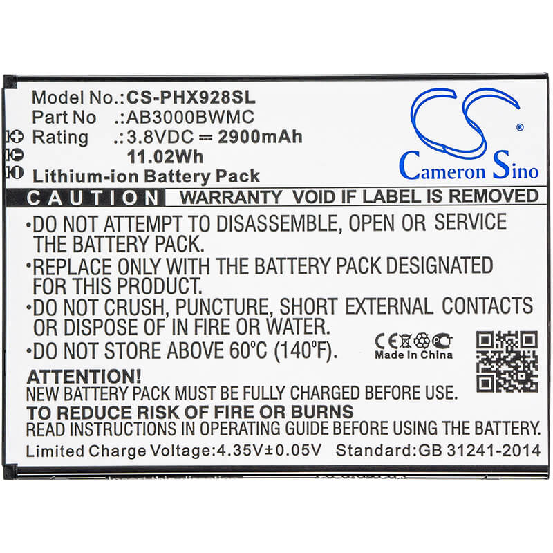 3.8V, 2900mAh, Li-ion Battery fits Philips, Xenium I928, 11.02Wh