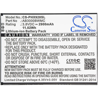 3.8V, 2900mAh, Li-ion Battery fits Philips, Xenium I928, 11.02Wh