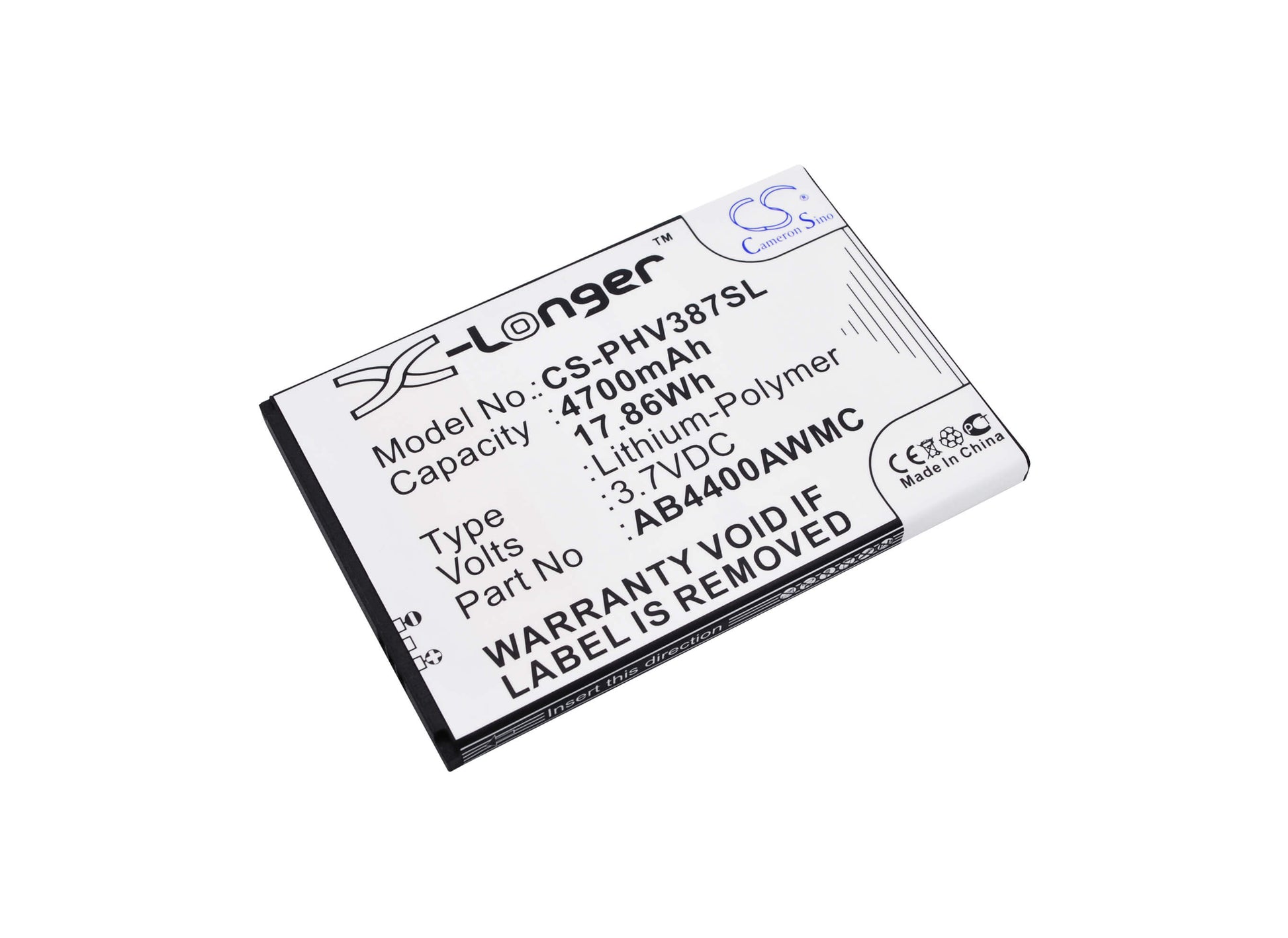 3.7V, 4700mAh, Li-Polymer Battery fits Philips, Xenium V387, 17.39Wh