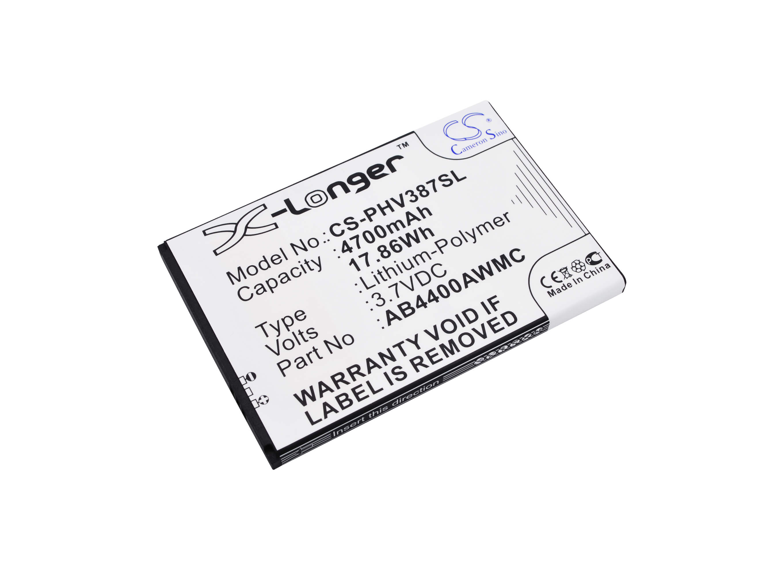 3.7V, 4700mAh, Li-Polymer Battery fits Philips, Xenium V387, 17.39Wh