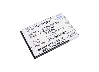 3.7V, 4700mAh, Li-Polymer Battery fits Philips, Xenium V387, 17.39Wh